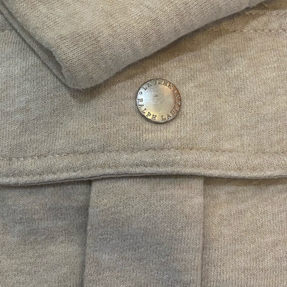 Preppy Button& Zip Sweatshirt Jacket with Patch Shoulder Size 2XL / Lauren RL - Picture 8 of 14